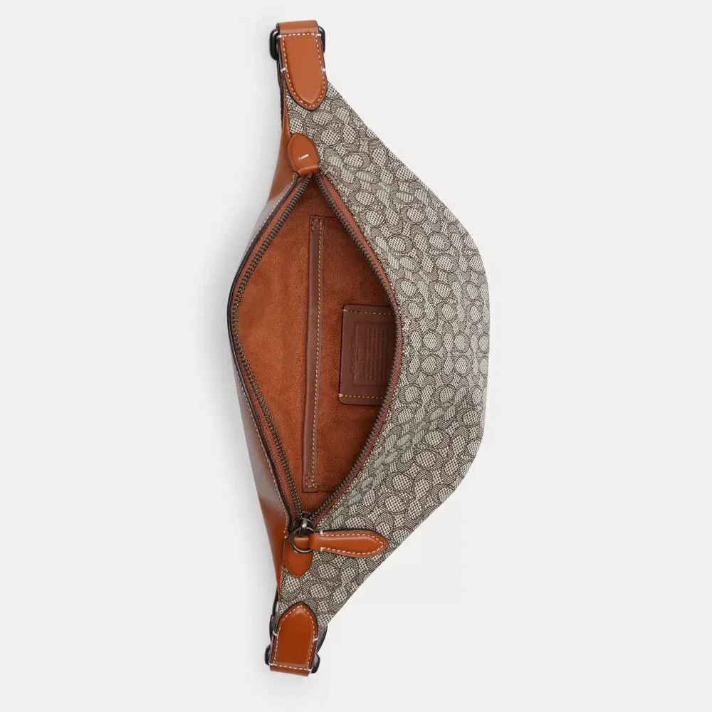 🥰 Coach Charter Belt Bag 7 In Micro Signature Jacquard Cocoa/Burnished Amber_3